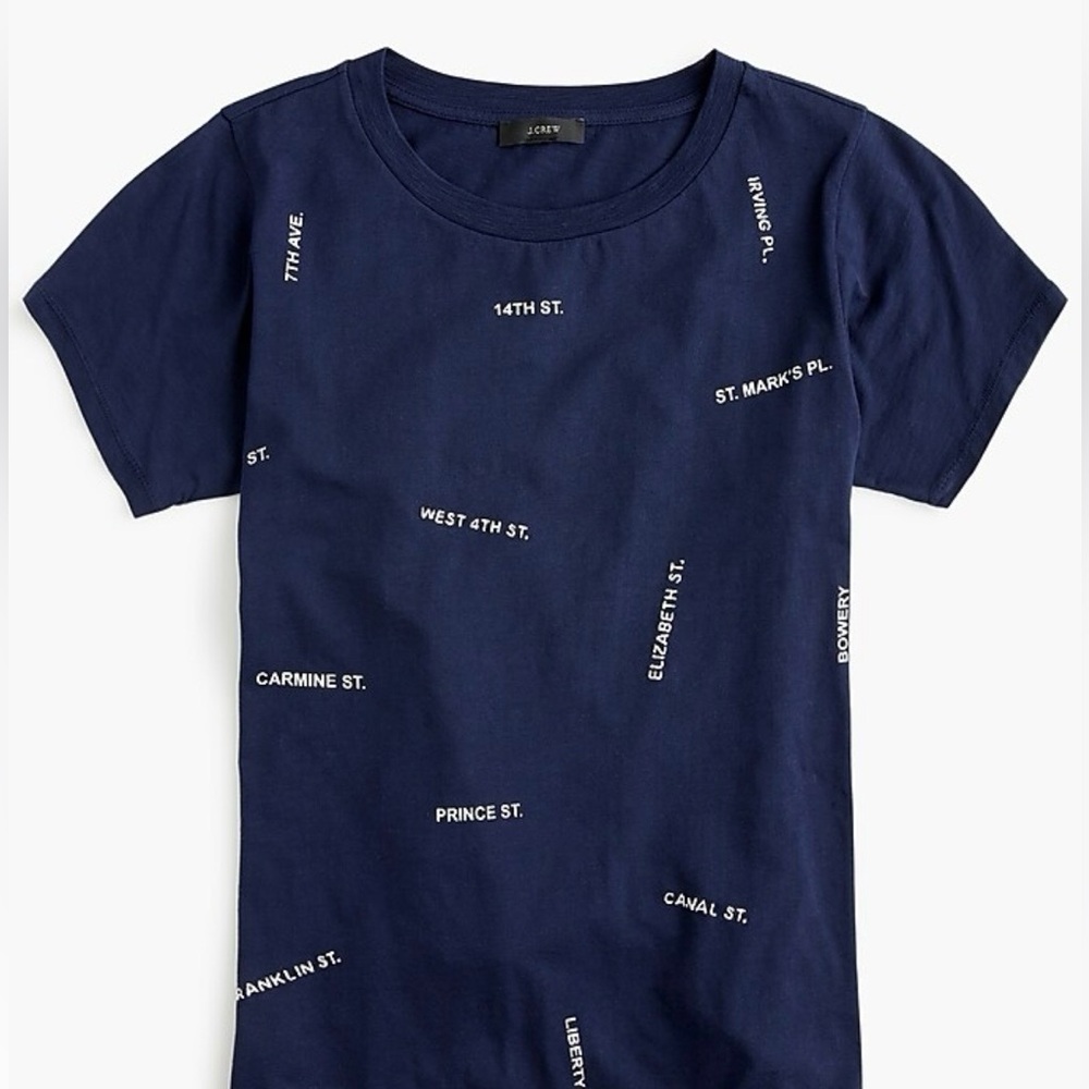 J.Crew Navy Blue NYC Street Map Tee – Minimalist Urban Style 🏙️ #CityChic Size S